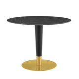 Zinque 40" Artificial Marble Dining Table Gold Black By Modway