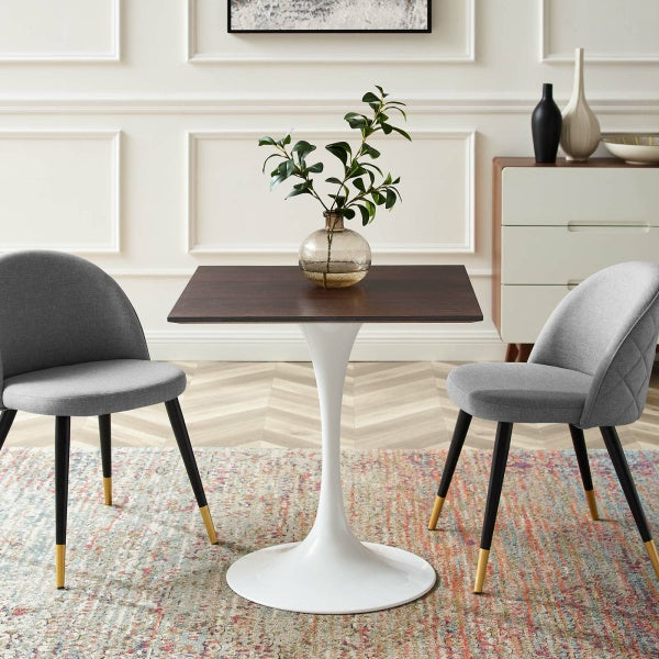 Lippa 28" Square Dining Table in White Cherry Walnut By Modway