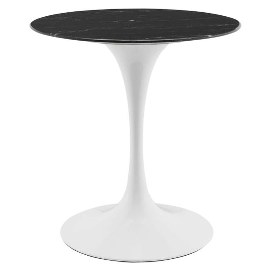 Lippa 28" Artificial Marble Dining Table in White Black By Modway
