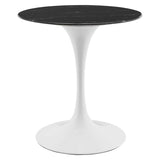 Lippa 28" Artificial Marble Dining Table in White Black By Modway