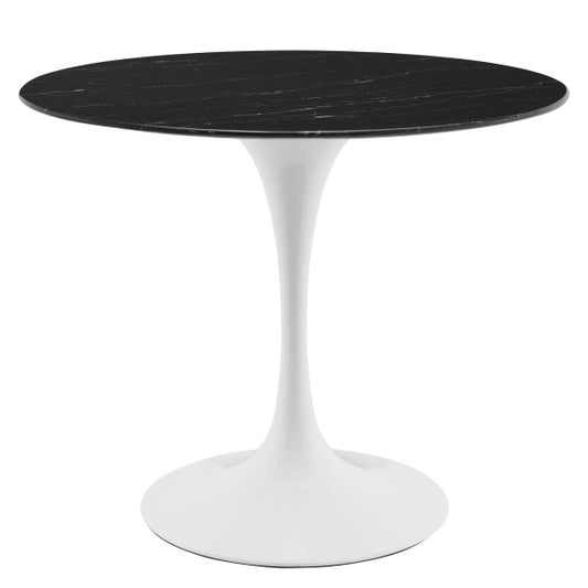 Lippa 36" Artificial Marble Dining Table in White Black By Modway