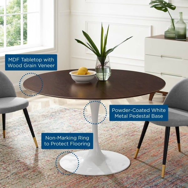 Lippa 48" Dining Table in White Cherry Walnut By Modway