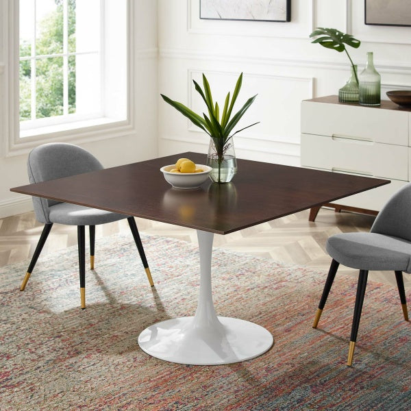 Lippa 47" Square Dining Table in White Cherry Walnut By Modway