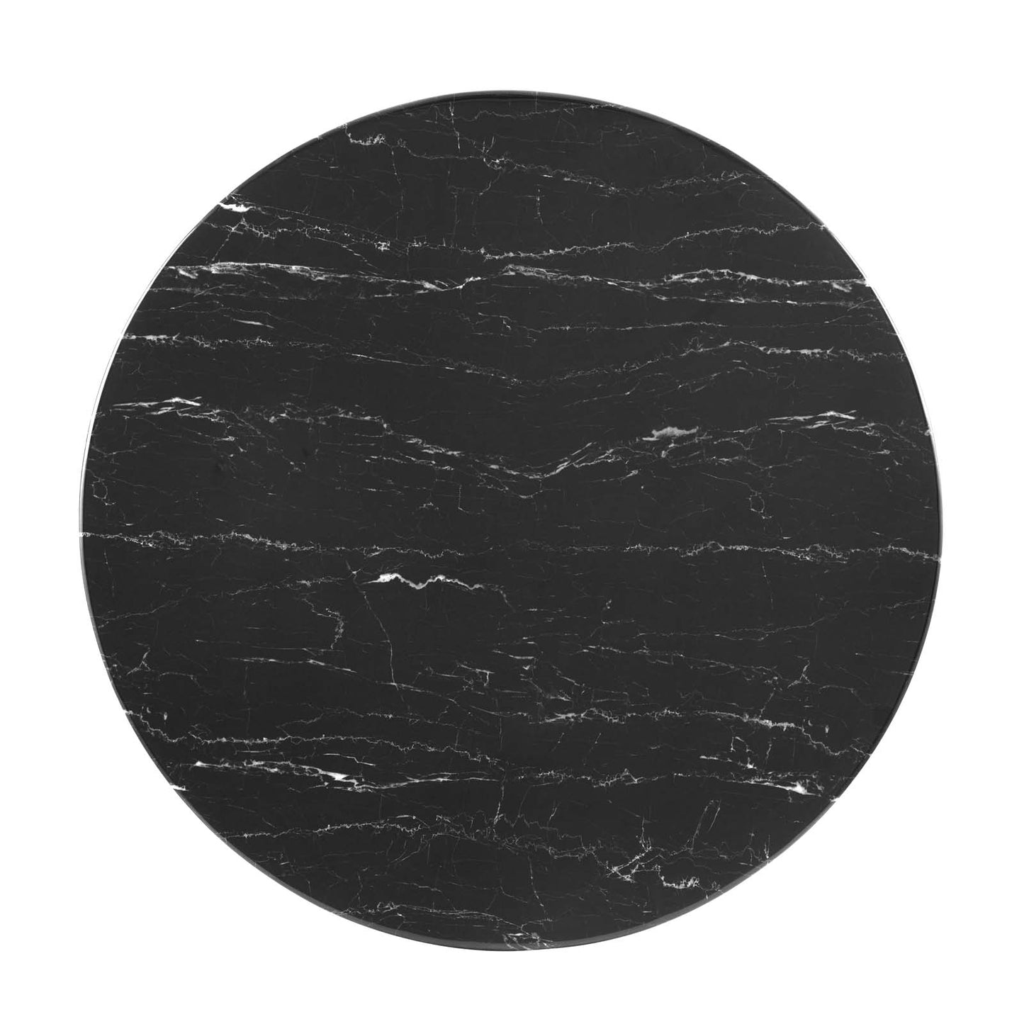Lippa 40" Round Artificial Marble Dining Table in White Black By Modway