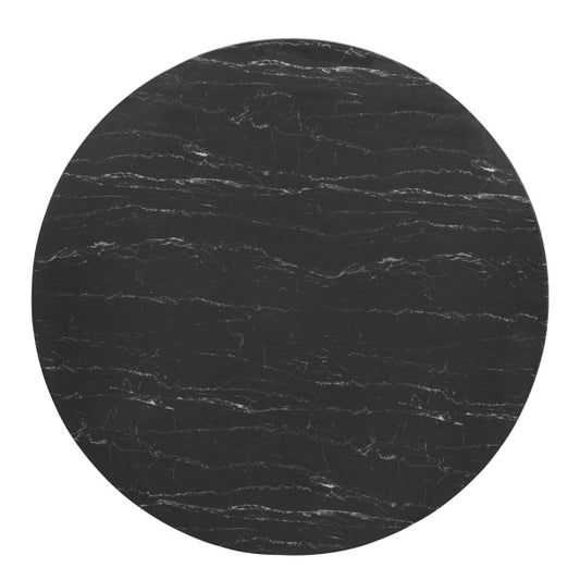 Lippa 54" Artificial Marble Dining Table in White Black By Modway