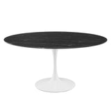 Lippa 60" Artificial Marble Dining Table in White Black By Modway