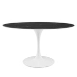 Lippa 54" Artificial Marble Dining Table in White Black By Modway