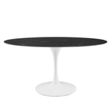 Lippa 60" Artificial Marble Dining Table in White Black By Modway
