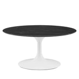 Lippa 36" Artificial Marble Coffee Table in White Black By Modway