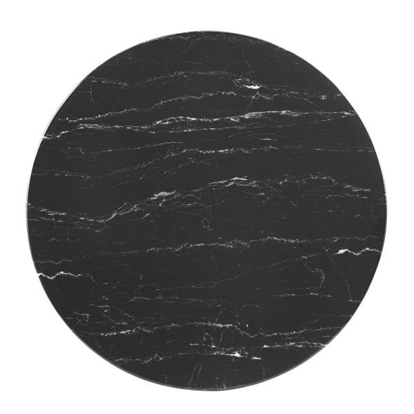 Lippa 36" Artificial Marble Coffee Table in White Black By Modway
