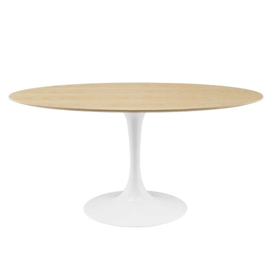 Lippa 60" Oval Dining Table in White Natural By Modway