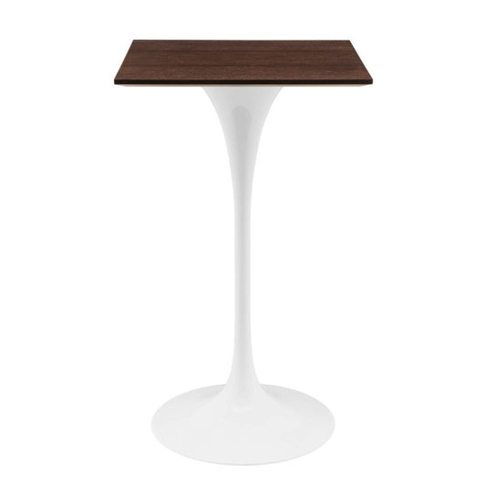 Lippa 28" Square Bar Table in White Cherry Walnut By Modway