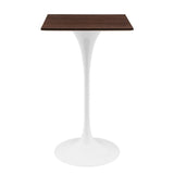 Lippa 28" Square Bar Table in White Cherry Walnut By Modway