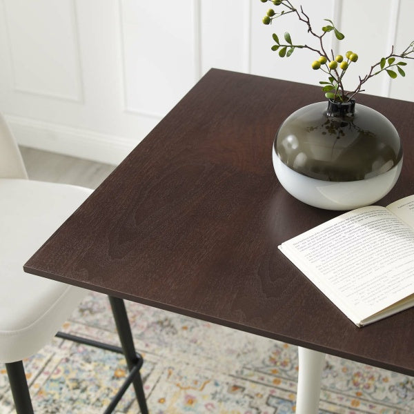 Lippa 28" Square Bar Table in White Cherry Walnut By Modway