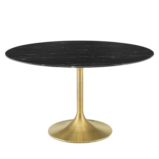 Lippa 54" Artificial Marble Dining Table Gold Black By Modway