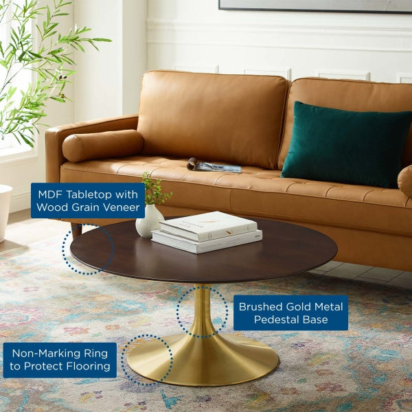 Lippa 36" Wood Coffee Table Gold Cherry Walnut By Modway