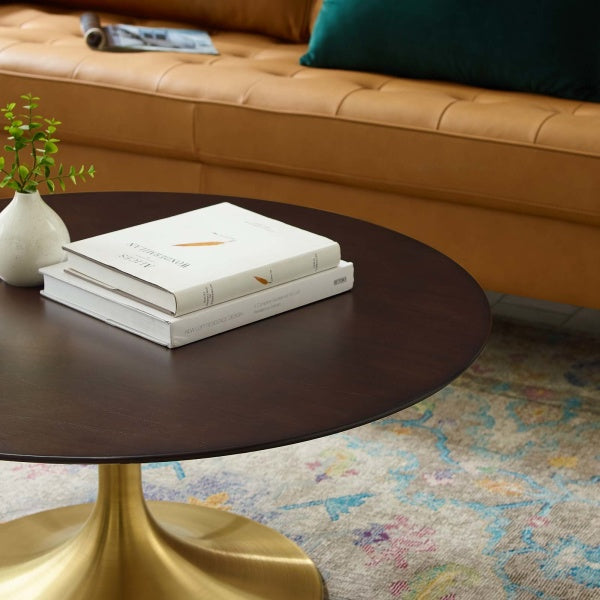 Lippa 36" Wood Coffee Table Gold Cherry Walnut By Modway