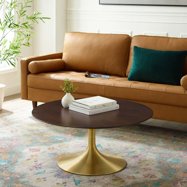 Lippa 36" Wood Coffee Table Gold Cherry Walnut By Modway