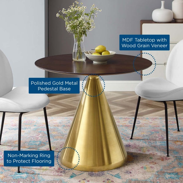 Tupelo 36" Dining Table Gold Cherry Walnut By Modway