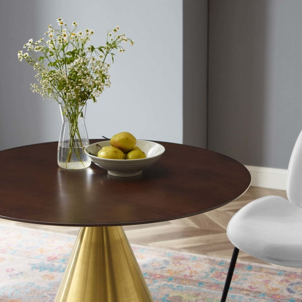 Tupelo 36" Dining Table Gold Cherry Walnut By Modway