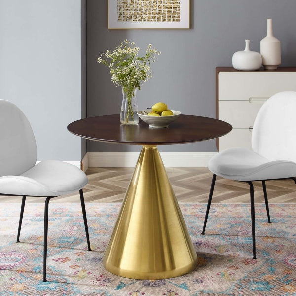 Tupelo 36" Dining Table Gold Cherry Walnut By Modway