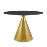 Tupelo 42" Oval Artificial Marble Dining Table Gold Black By Modway