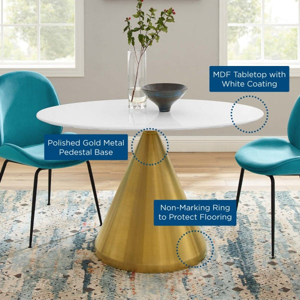 Tupelo 48" Oval Dining Table Gold White By Modway