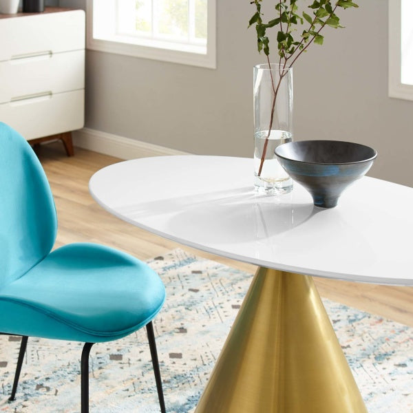 Tupelo 48" Oval Dining Table Gold White By Modway