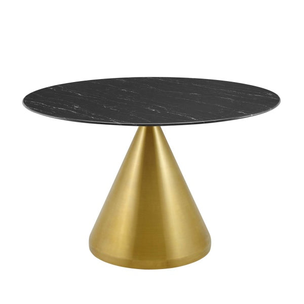 Tupelo 47" Artificial Marble Dining Table Gold Black By Modway