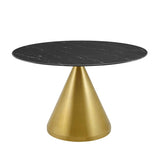 Tupelo 47" Artificial Marble Dining Table Gold Black By Modway