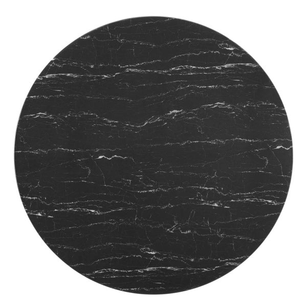 Tupelo 47" Artificial Marble Dining Table Gold Black By Modway