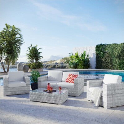Convene 4-Piece Outdoor Patio Set Light Gray White by Modway