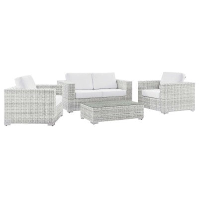 Convene 4-Piece Outdoor Patio Set Light Gray White by Modway