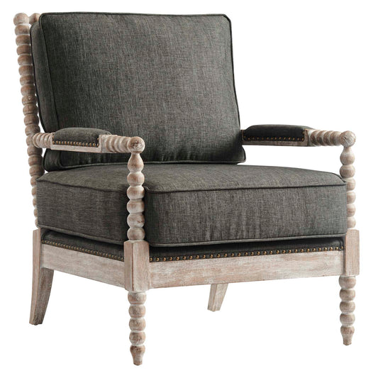 Revel Fabric Upholstered Upholstered Fabric Armchair in Natual Gray | Polyester by Modway