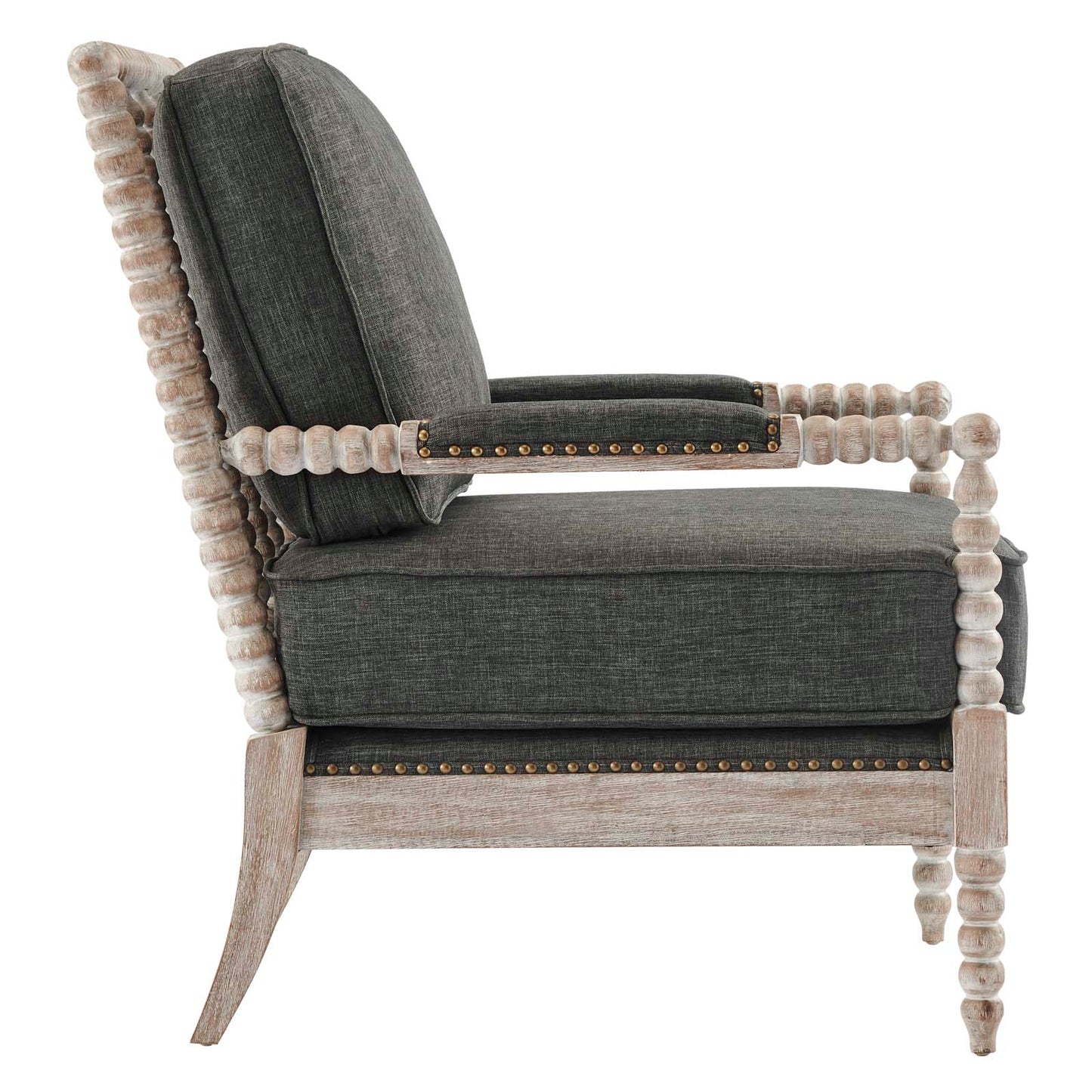 Revel Fabric Upholstered Upholstered Fabric Armchair in Natual Gray | Polyester by Modway