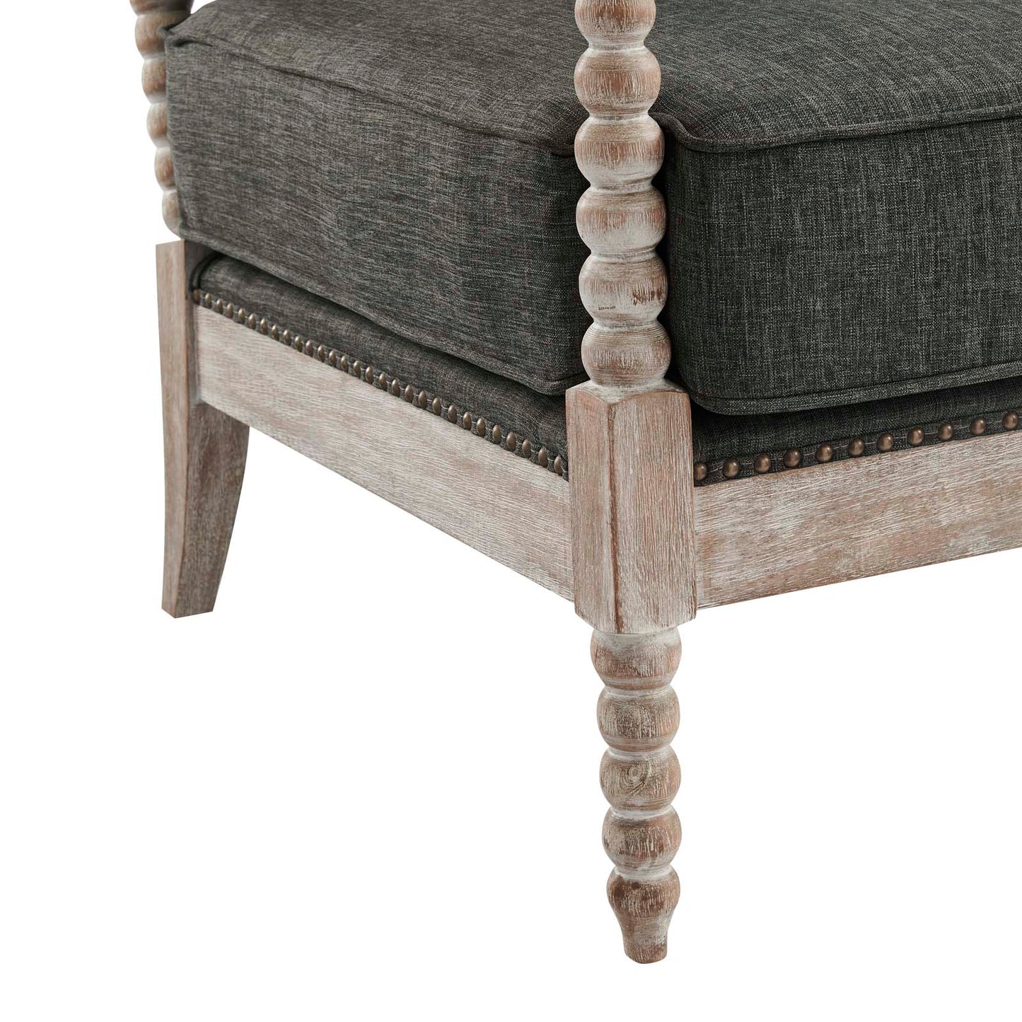 Revel Fabric Upholstered Upholstered Fabric Armchair in Natual Gray | Polyester by Modway