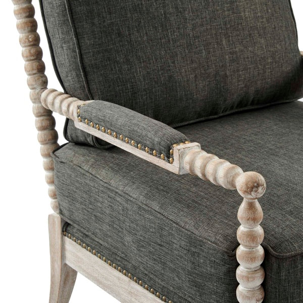 Revel Fabric Upholstered Upholstered Fabric Armchair in Natual Gray | Polyester by Modway