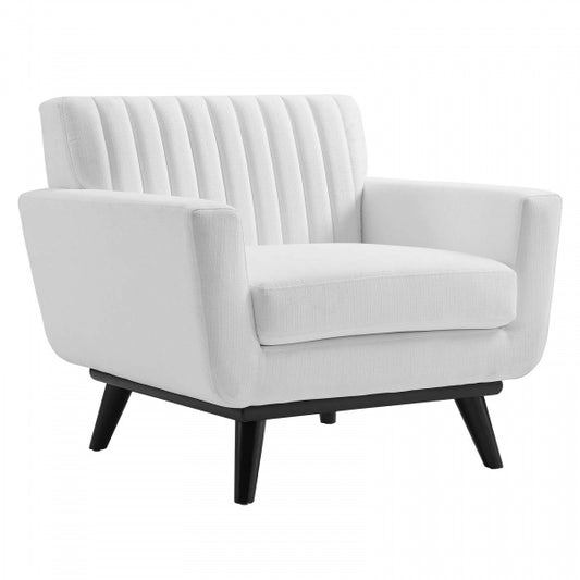 Engage Channel Tufted Fabric Armchair White | Polyester by Modway