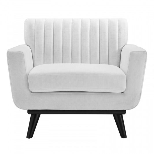 Engage Channel Tufted Fabric Armchair White | Polyester by Modway