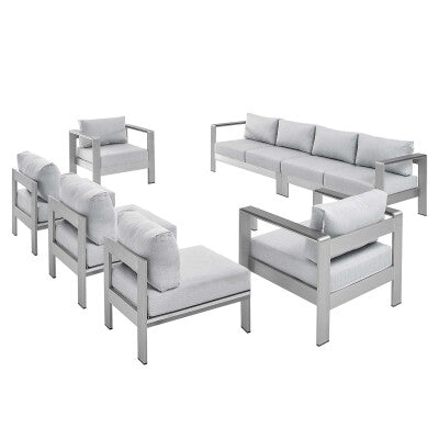 Shore Sunbrella Fabric Outdoor Patio Aluminum 7 Piece Sectional Sofa Set by Modway