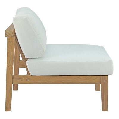 Bayport 5 Piece Outdoor Patio Teak Set Natural White by Modway