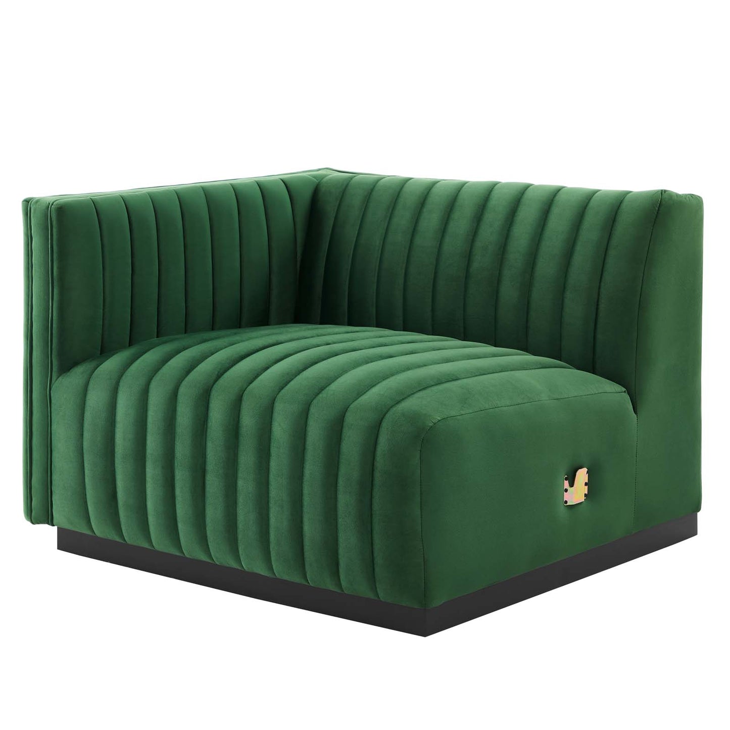 Conjure Channel Tufted Performance Velvet Left-Arm Chair in Black Emerald by Modway