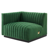 Conjure Channel Tufted Performance Velvet Left-Arm Chair in Black Emerald by Modway