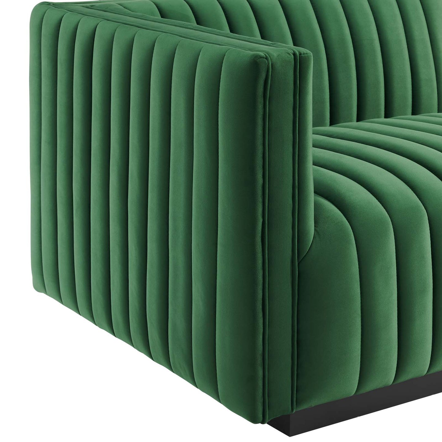 Conjure Channel Tufted Performance Velvet Left-Arm Chair in Black Emerald by Modway