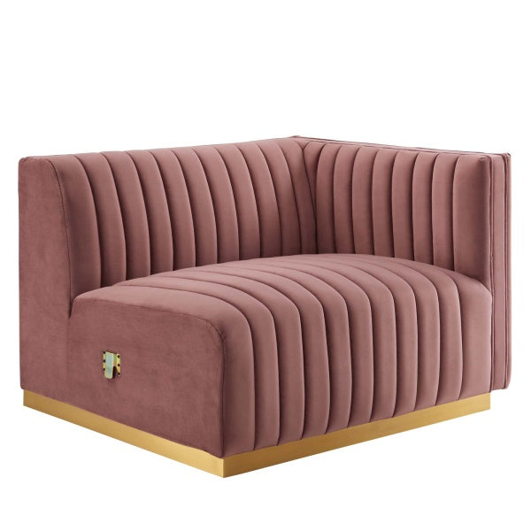Conjure Channel Tufted Performance Velvet Right Corner Chair