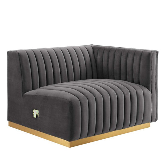 Conjure Channel Tufted Performance Velvet Right Corner Chair