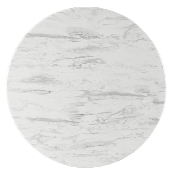 Traverse 50" Round Performance Artificial Marble Dining Table in Black White By Modway