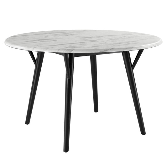 Gallant 50" Round Performance Artificial Marble Dining Table in Black White By Modway