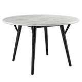 Gallant 50" Round Performance Artificial Marble Dining Table in Black White By Modway