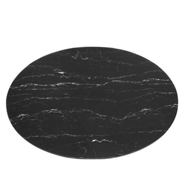 Lippa 42" Oval Artificial Marble Coffee Table Gold Black By Modway